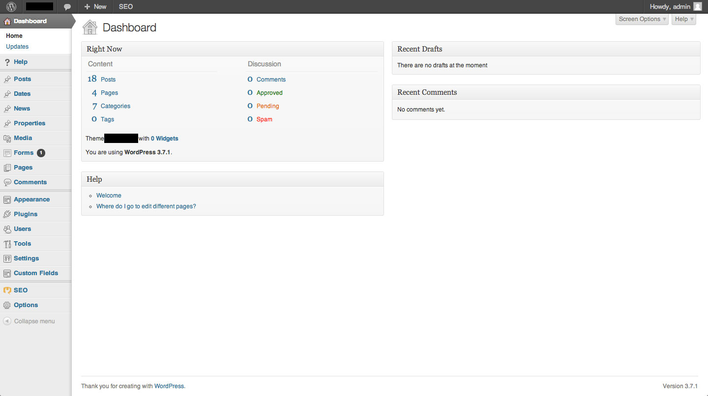 Wordpress Dashboard